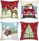 Christmas Reindeer Pillow Covers 18 x 18 Inch Santa Claus Snowman Xmas Tree Decorative Pillows for Sofa Couch Winter Holiday Decor Set of 4